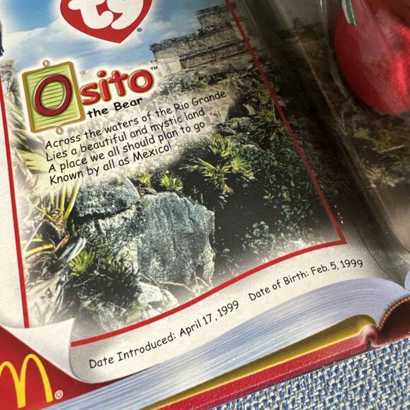 Mini Bear Plush Toy Beanie Vintage 1999 TY McDonalds International II Te… - Picture 7 of 8